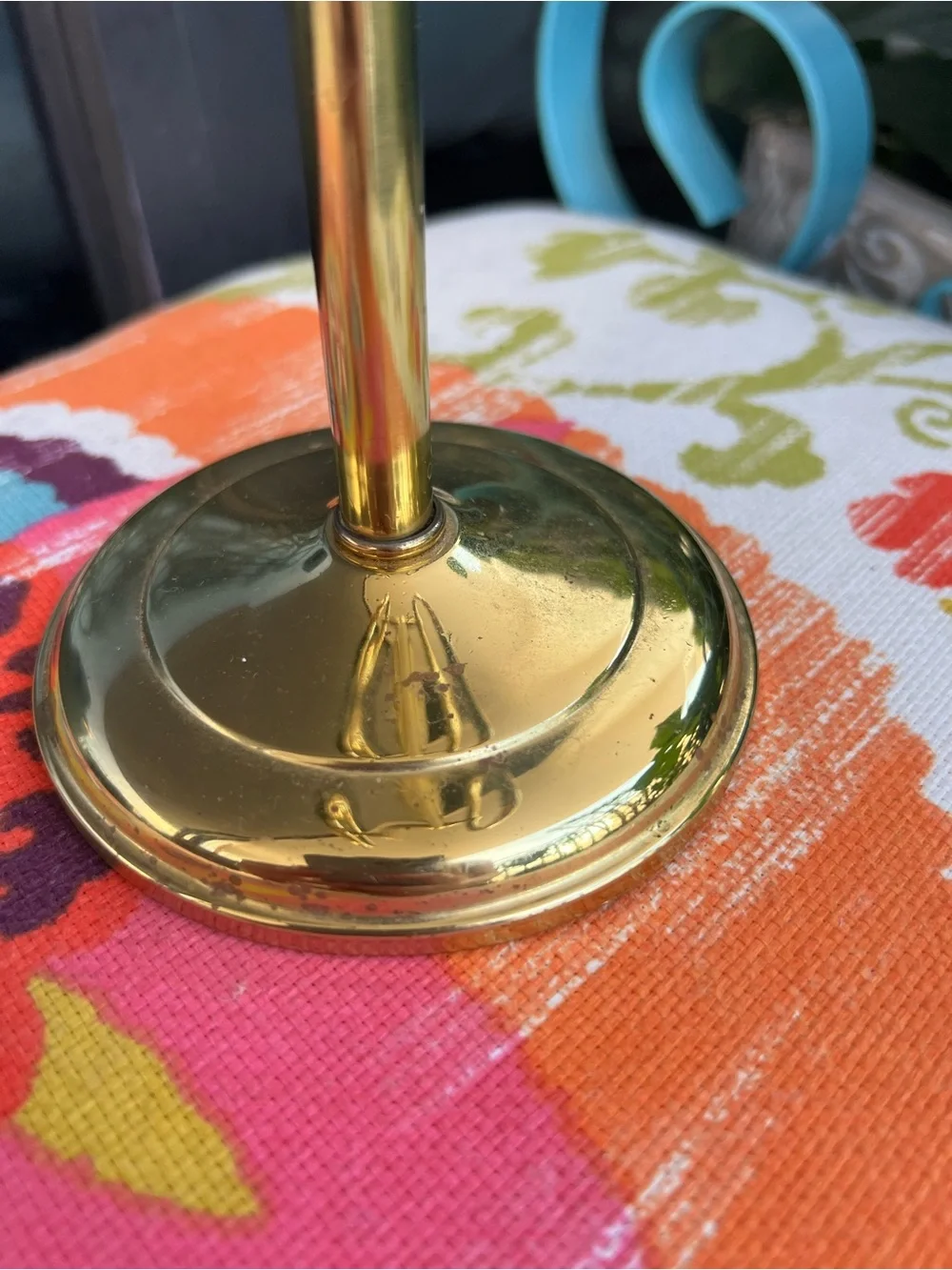 Vintage Hollywood Regency Solid Brass Double Towel Ring Countertop Vanity Holder